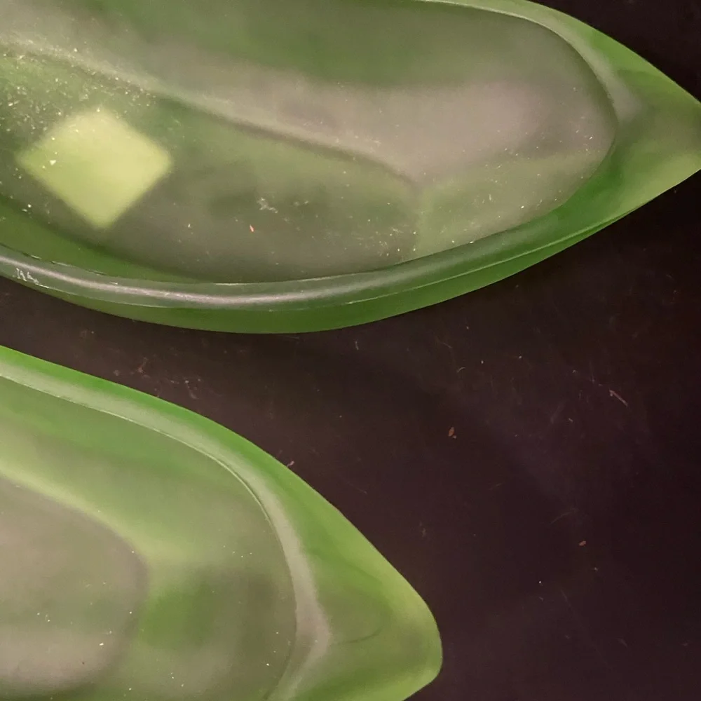 Williams-Sonoma Frosted Green Glass Split Banana Dishes